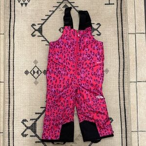 The North Face Pink Leopard Print Snow Bib 4T